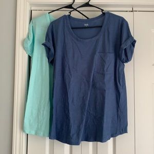Women’s cotton t shirts 2 large green blue a.n.a
